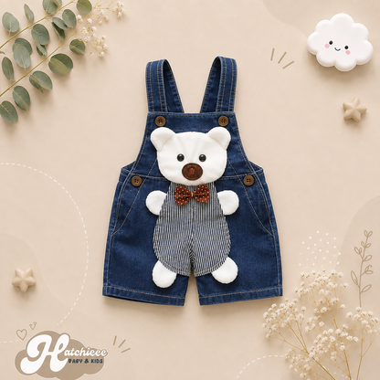 The Zara - Baby Unisex Dog & Bear Design Denim Jumper Overalls