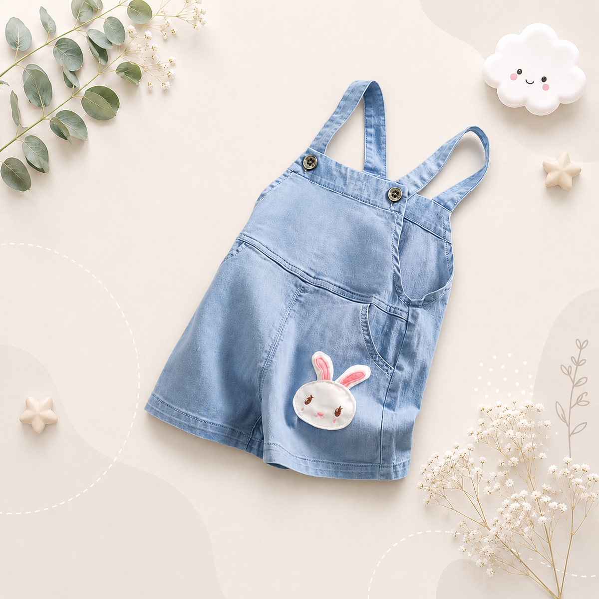 The Zara - Baby Unisex Animal Design Denim Jumper Overalls