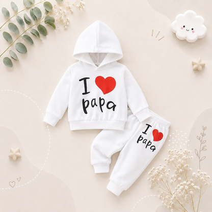The Birch - Baby Unisex "I Love Papa" Print Solid Colour Hoodie