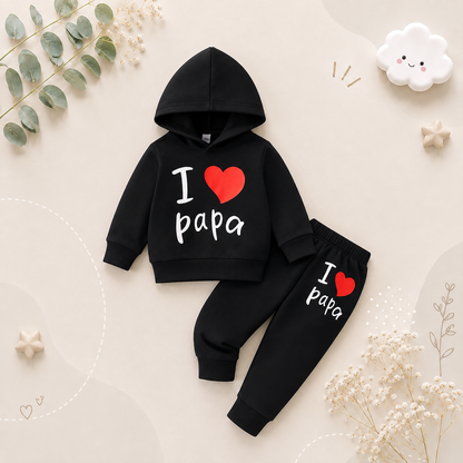 The Birch - Baby Unisex "I Love Papa" Print Solid Colour Hoodie