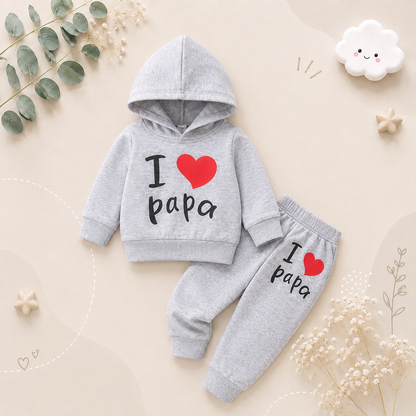 The Birch - Baby Unisex "I Love Papa" Print Solid Colour Hoodie
