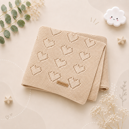 The Beckett - Baby Unisex 100*80cm Heart Design Knitted Blankets