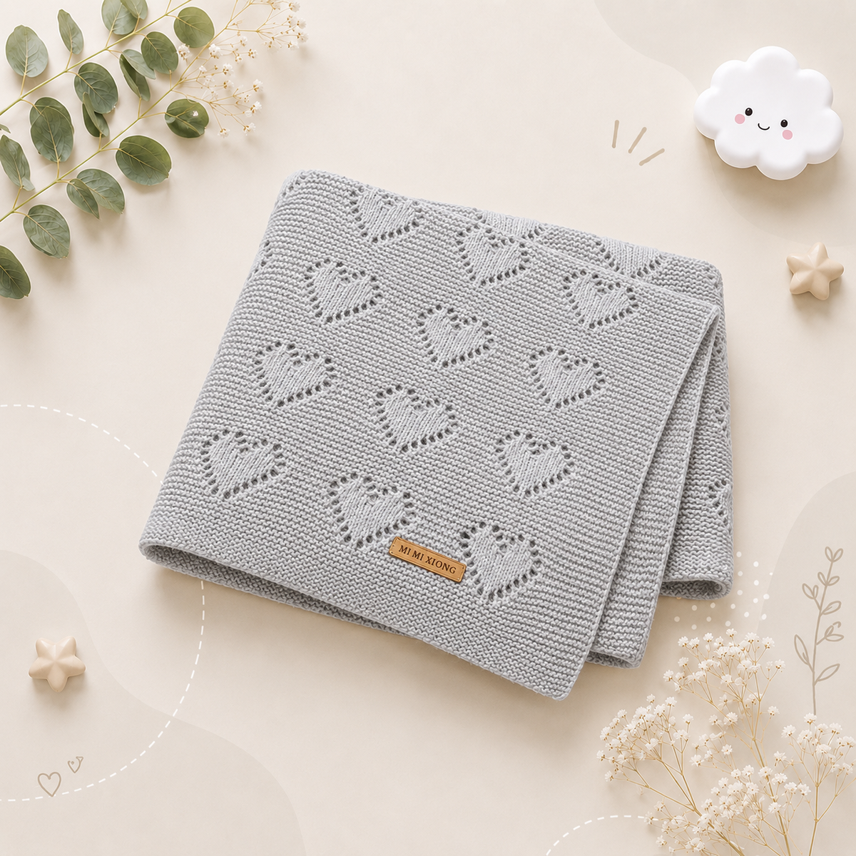The Beckett - Baby Unisex 100*80cm Heart Design Knitted Blankets