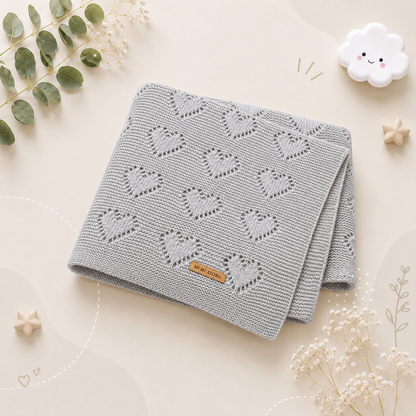 The Beckett - Baby Unisex 100*80cm Heart Design Knitted Blankets