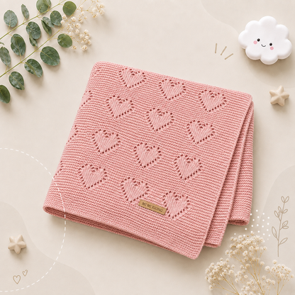 The Beckett - Baby Unisex 100*80cm Heart Design Knitted Blankets