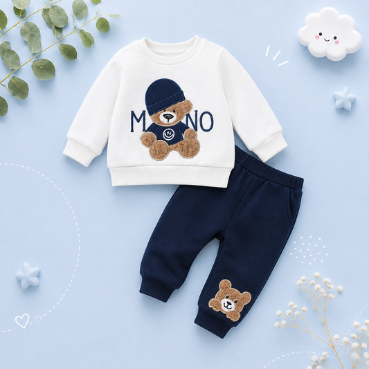 The Riley - Terno Bear Long Sleeve Tee & Navy Pants