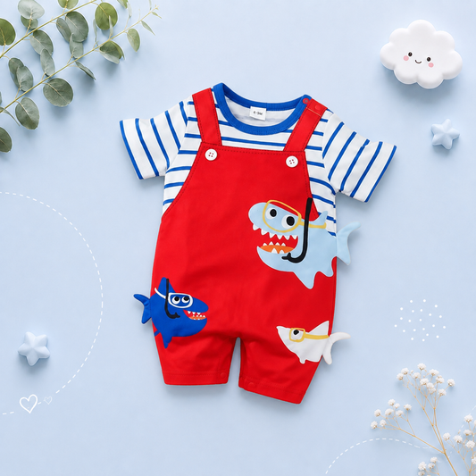 The Thiago - Baby Boy Fake Two Piece Shark Jumpsuit