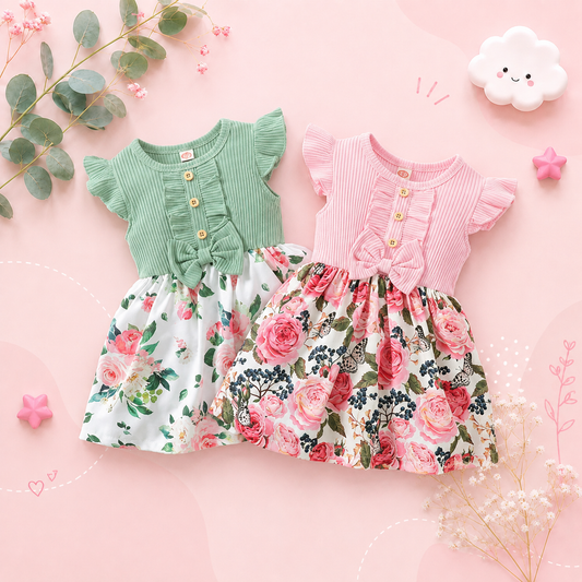 The Marion - Baby Girl Sleeveless Floral Princess Dress 1‑5Y Daily Holiday Children’s Clothes