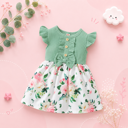 The Marion - Baby Girl Sleeveless Floral Princess Dress 1‑5Y Daily Holiday Children’s Clothes
