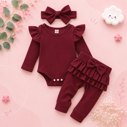 The Sidney - Red/ Maroon Ruffles Romper