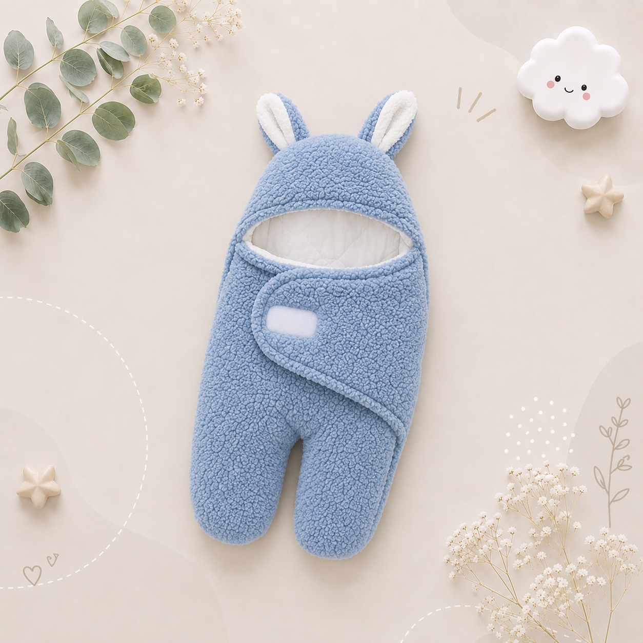 The Cameron - Soft Bunny Ears Swaddle Blankets (With Legs)