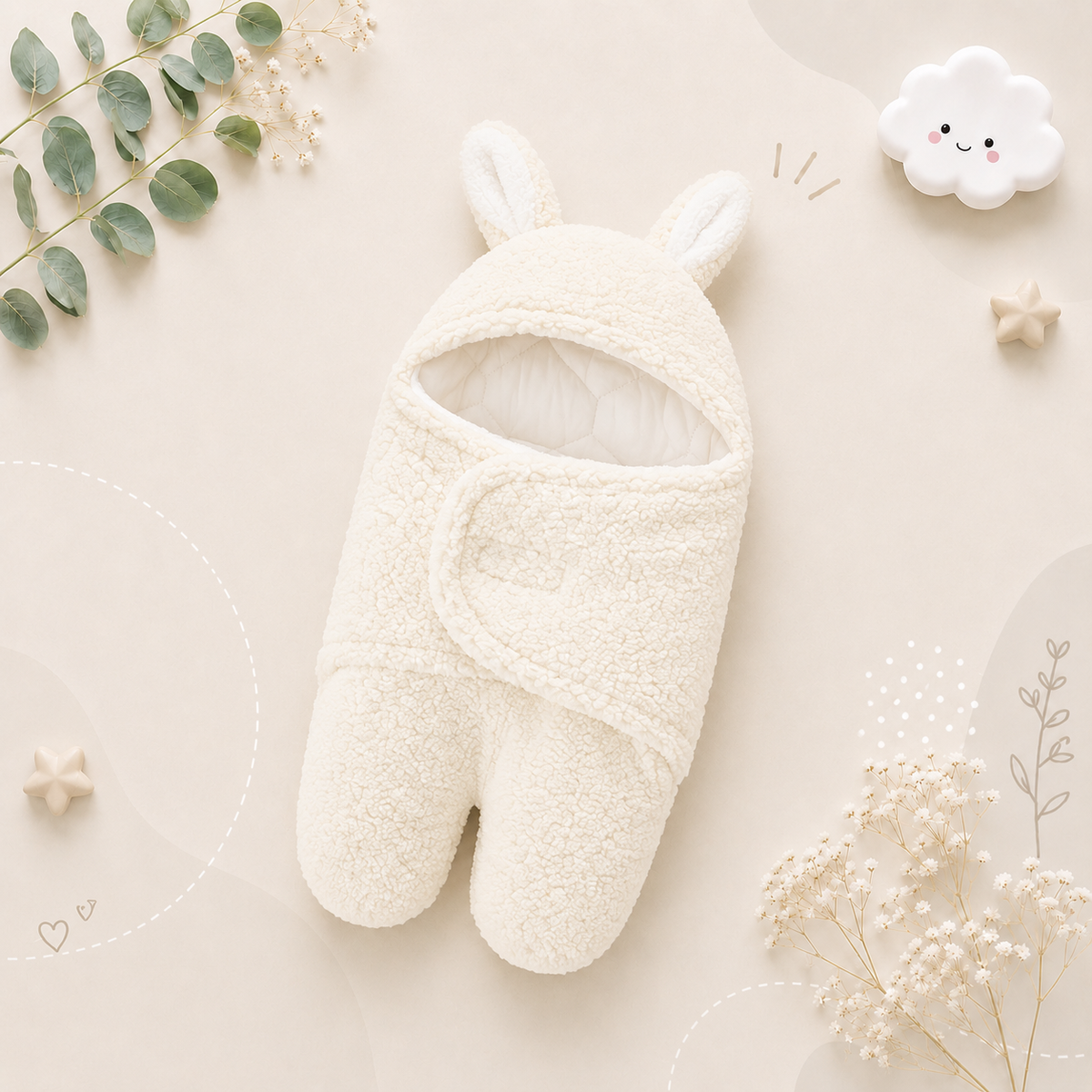The Cameron - Soft Bunny Ears Swaddle Blankets (With Legs)