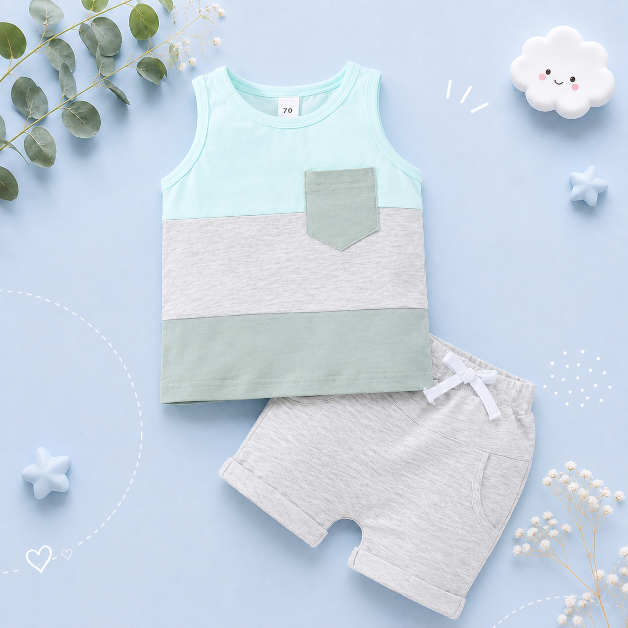 The Echo - Patchwork Crew Tank Tees + Shorts
