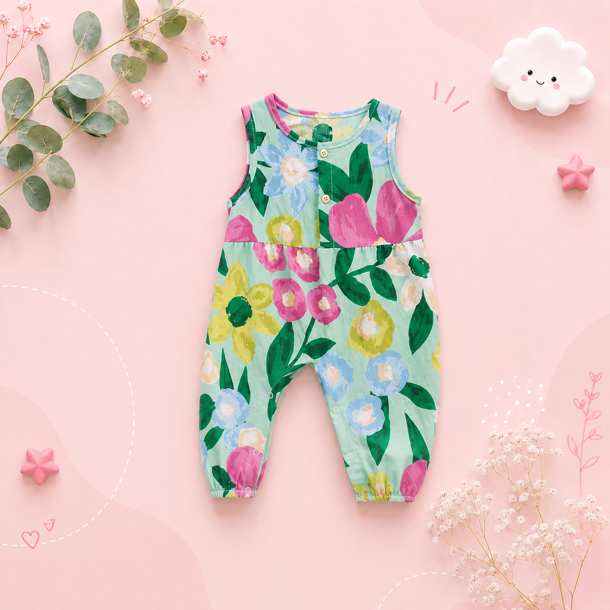 The Phoebe - Baby Girl Sleeveless Flower Print