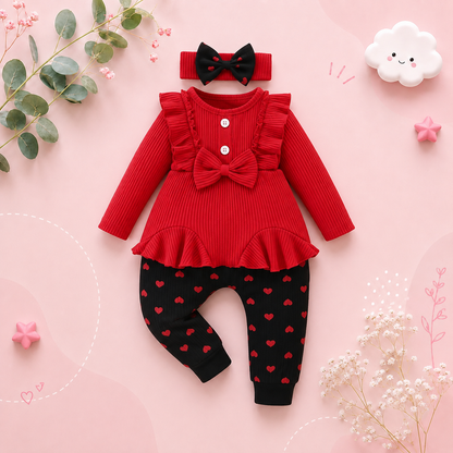 The Merill - Red & Black Casual Trouser Set