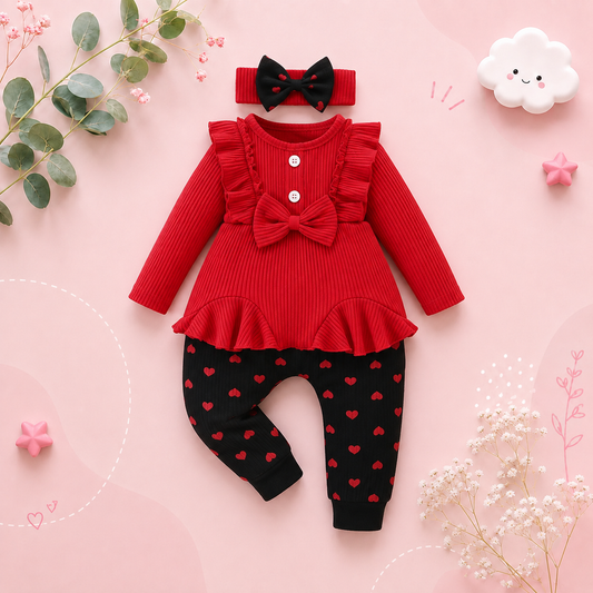 The Merill - Red & Black Casual Trouser Set