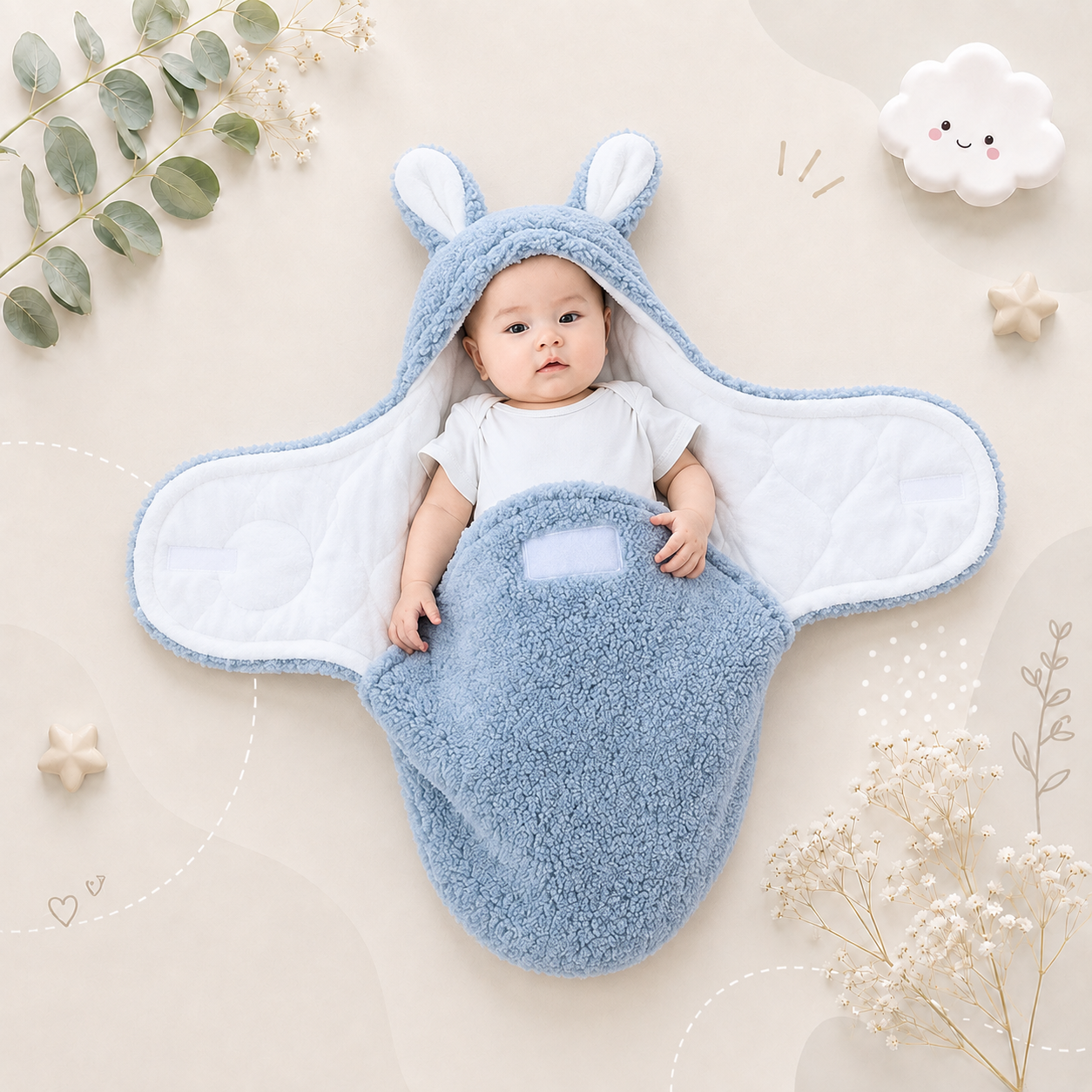 The Cameron - Soft Bunny Ears Swaddle Blankets (Without Legs)