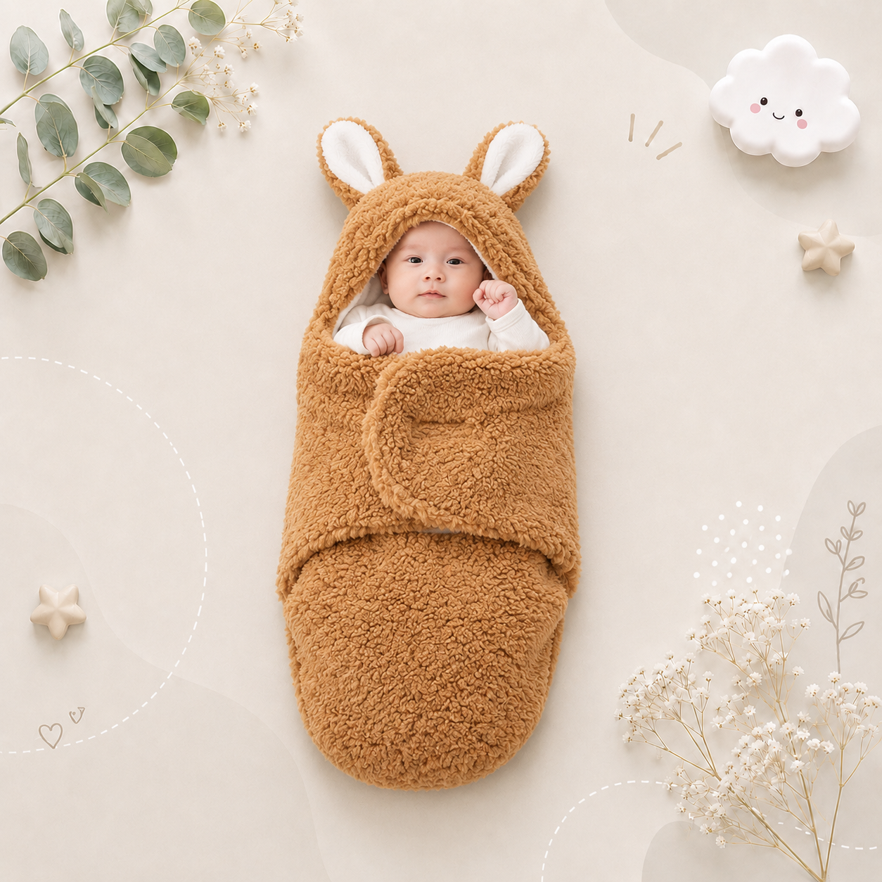 The Cameron - Soft Bunny Ears Swaddle Blankets (Without Legs)
