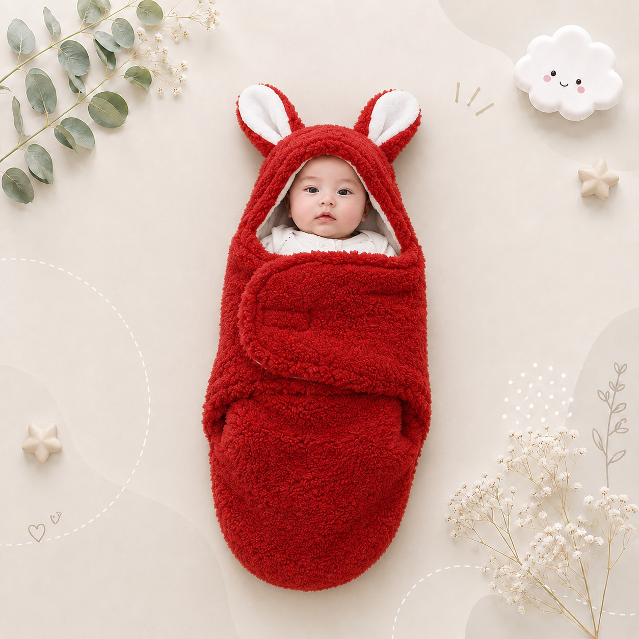 The Cameron - Soft Bunny Ears Swaddle Blankets (Without Legs)