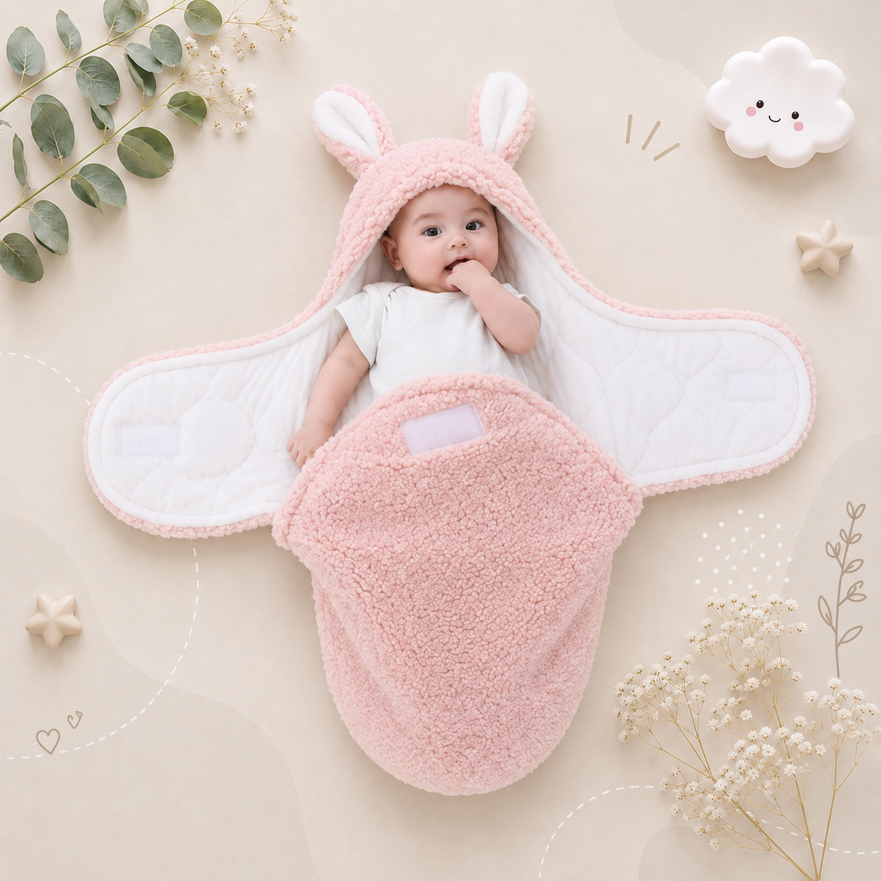 The Cameron - Soft Bunny Ears Swaddle Blankets (Without Legs)