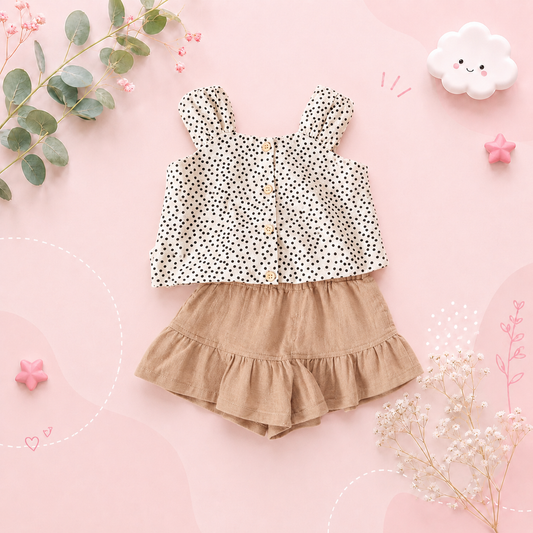 The Zoe - Baby Girl Polka Dots Tops + Shorts