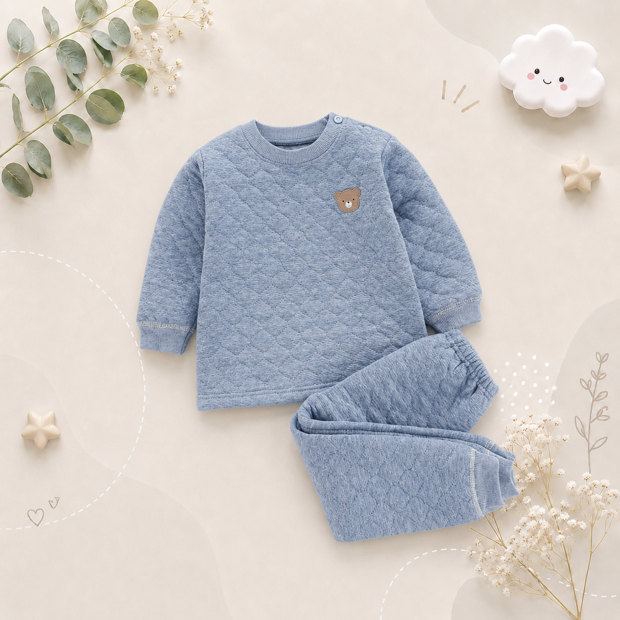 The Zion - Baby Unisex Solid Colour Bear Tops + Pants