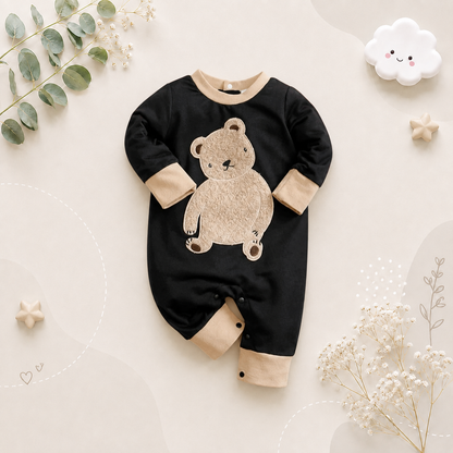 The Sawyer - Unisex Baby Cute Cartoon Teddy Bear Embroidered Bodysuit