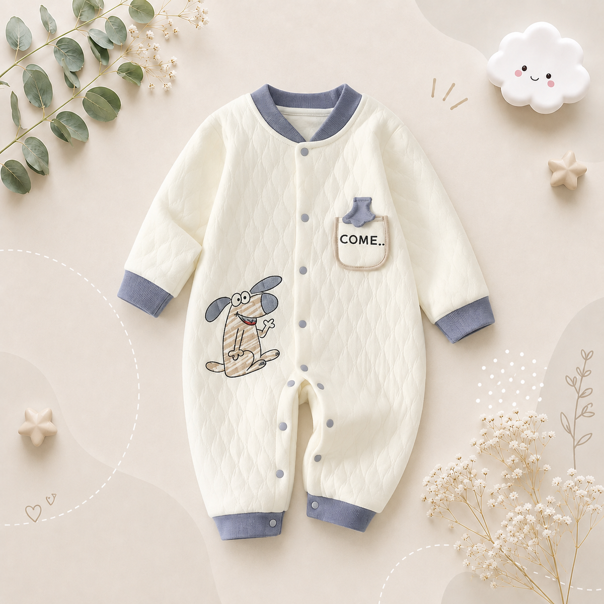 The Kasai - Newborn Baby Thick Cotton Romper Warm Jumpsuit Autumn Winter Outfit