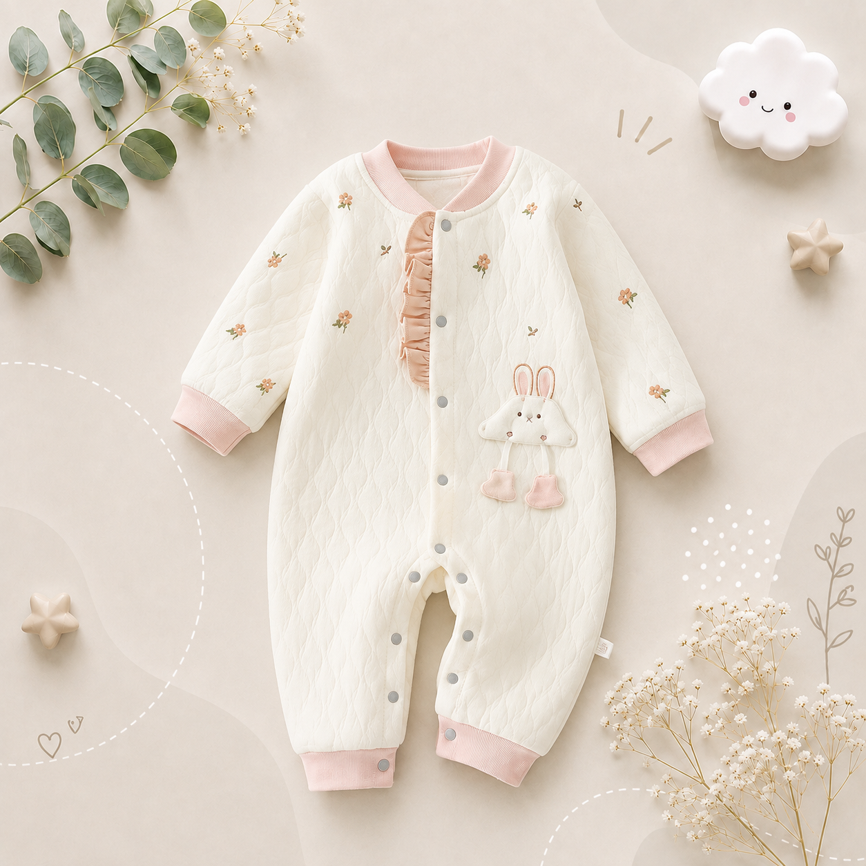 The Kasai - Newborn Baby Thick Cotton Romper Warm Jumpsuit Autumn Winter Outfit