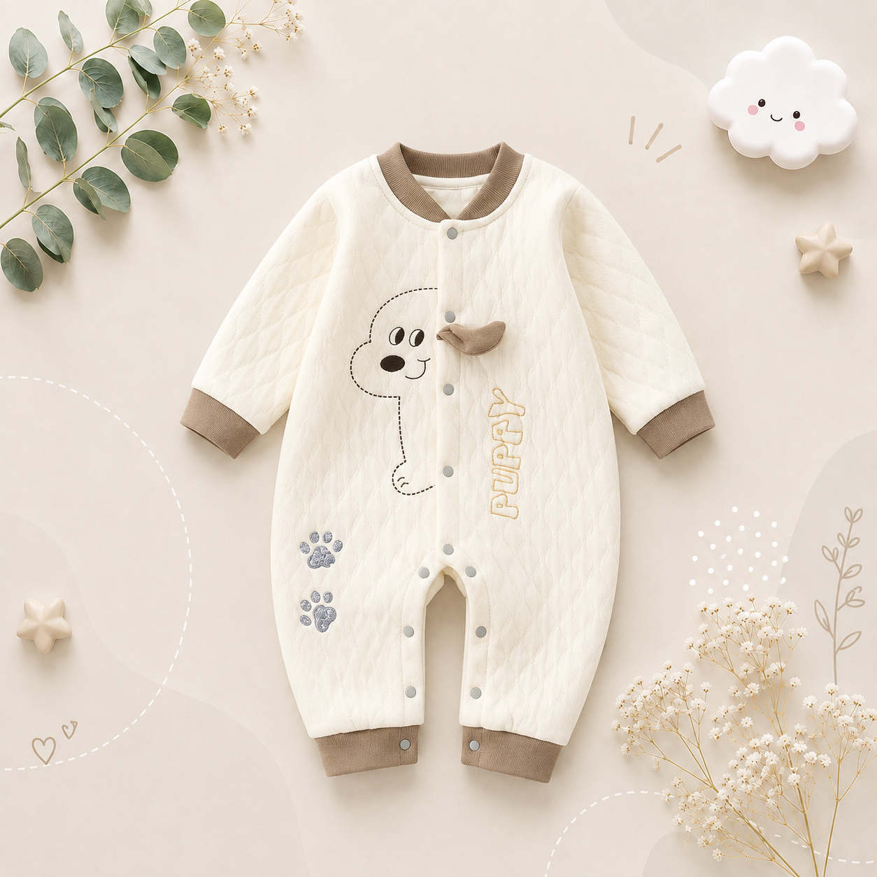 The Kasai - Newborn Baby Thick Cotton Romper Warm Jumpsuit Autumn Winter Outfit