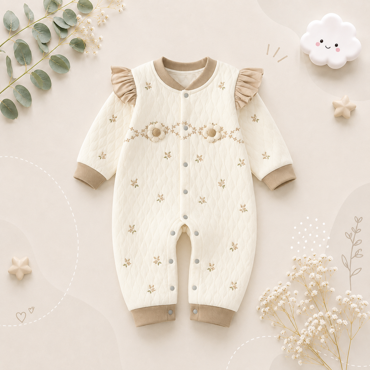The Kasai - Newborn Baby Thick Cotton Romper Warm Jumpsuit Autumn Winter Outfit