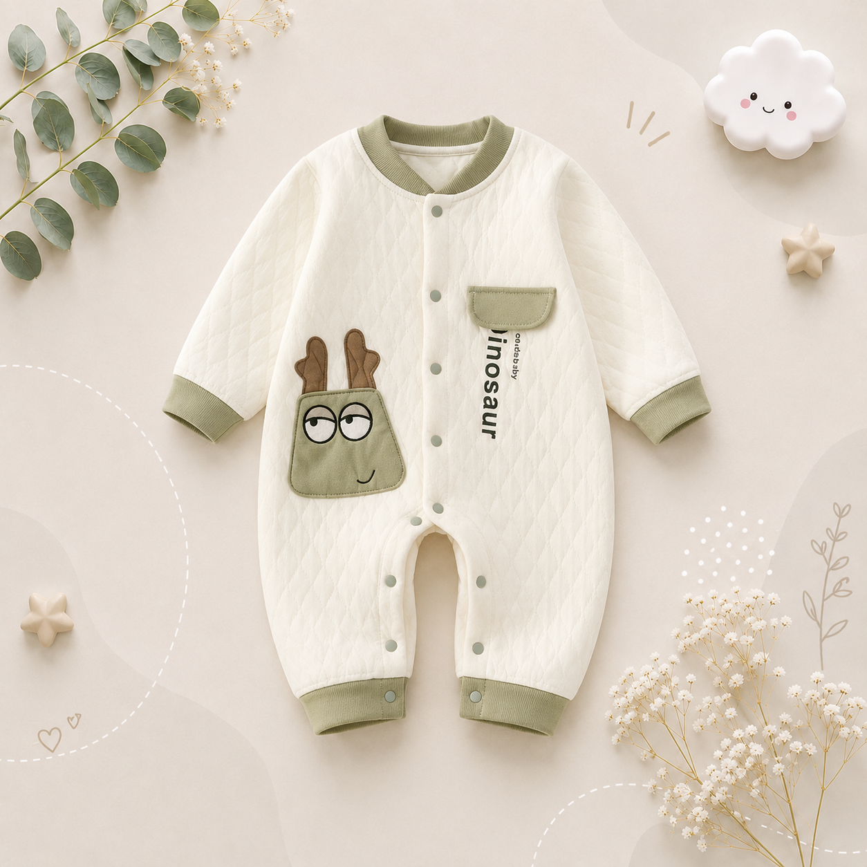 The Kasai - Newborn Baby Thick Cotton Romper Warm Jumpsuit Autumn Winter Outfit