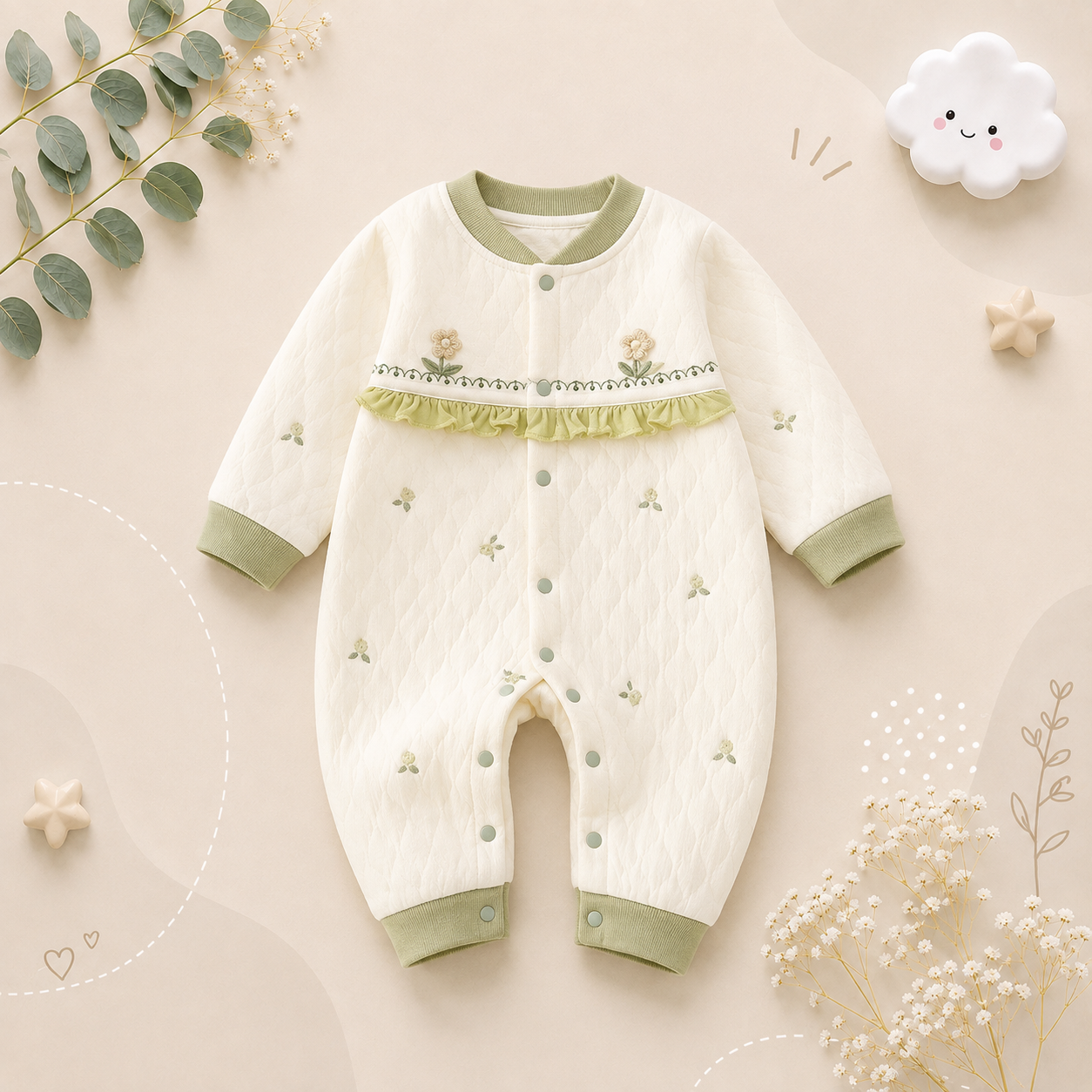 The Kasai - Newborn Baby Thick Cotton Romper Warm Jumpsuit Autumn Winter Outfit