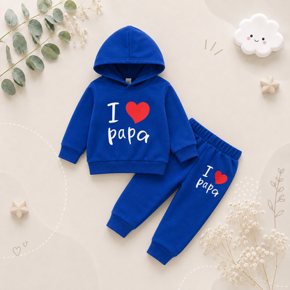 The Alora - Unisex I Love Papa Print Long Sleeve Hoodie + Pants
