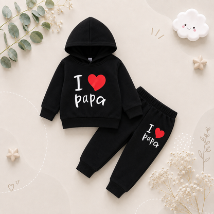 The Alora - Unisex I Love Papa Print Long Sleeve Hoodie + Pants