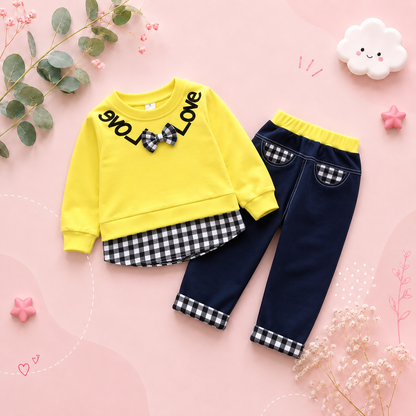 The Mary - Baby Girl Casual Plain Colour Tops + Pants