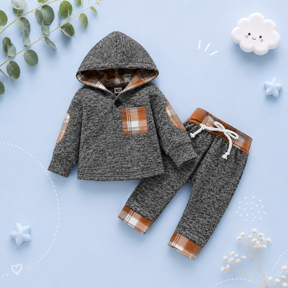 The Darian - Baby Cute Stitching Hooded Sweatshirt & Pants Set