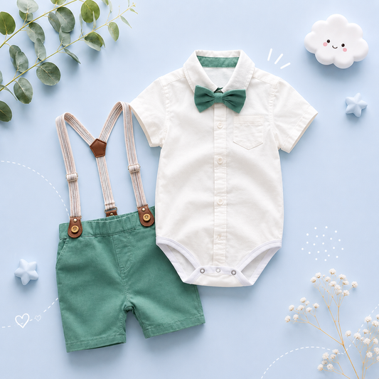 The Oakley - Solid Romper + Belt Pants Set