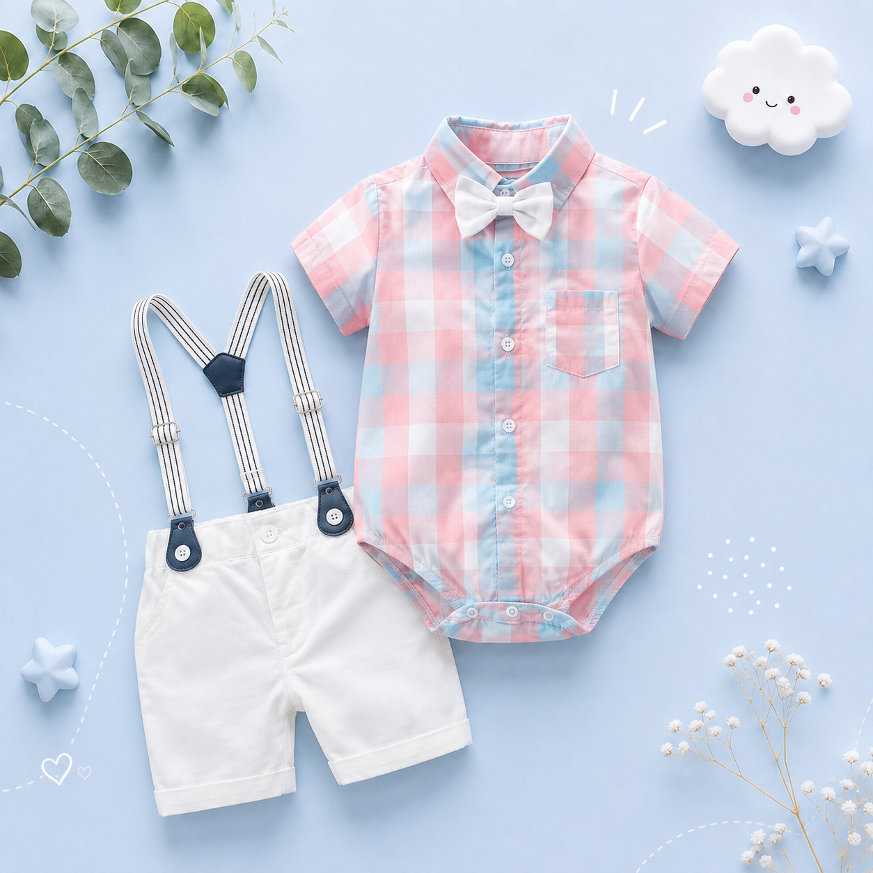 The Oakley - Solid Romper + Belt Pants Set