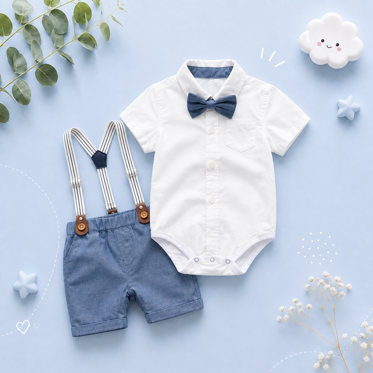 The Oakley - Solid Romper + Belt Pants Set