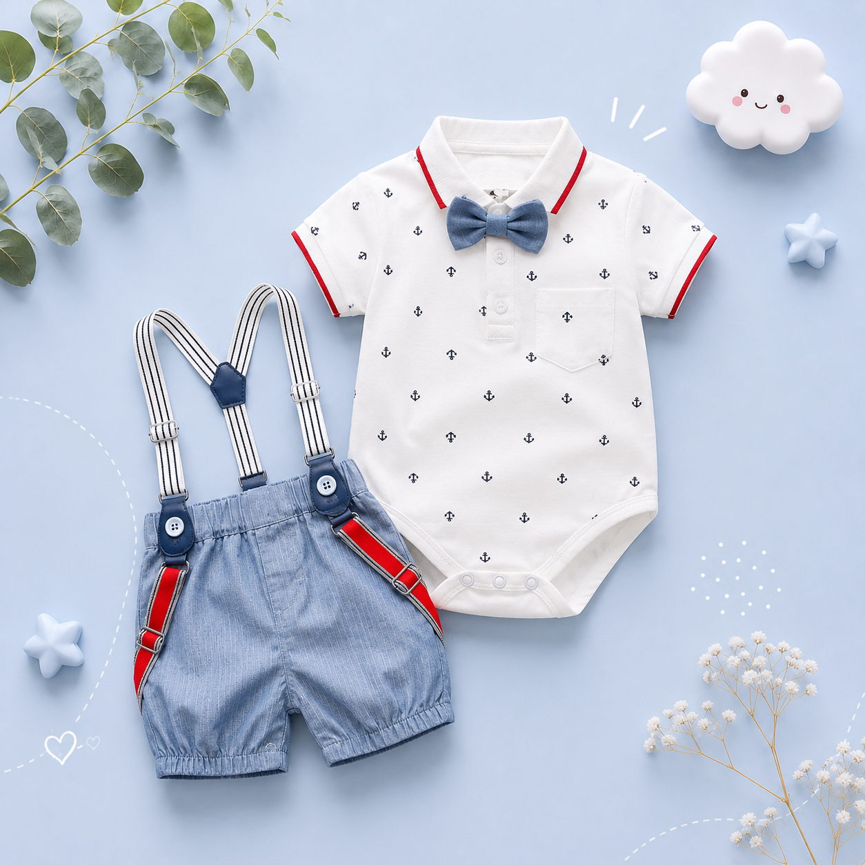 The Oakley - Solid Romper + Belt Pants Set