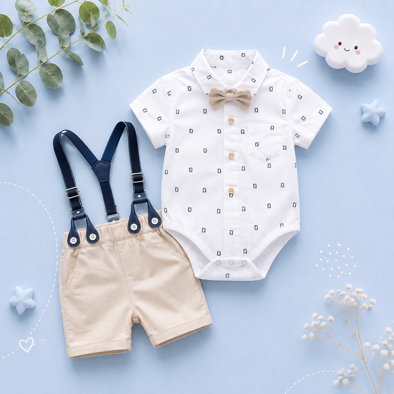 The Oakley - Solid Romper + Belt Pants Set