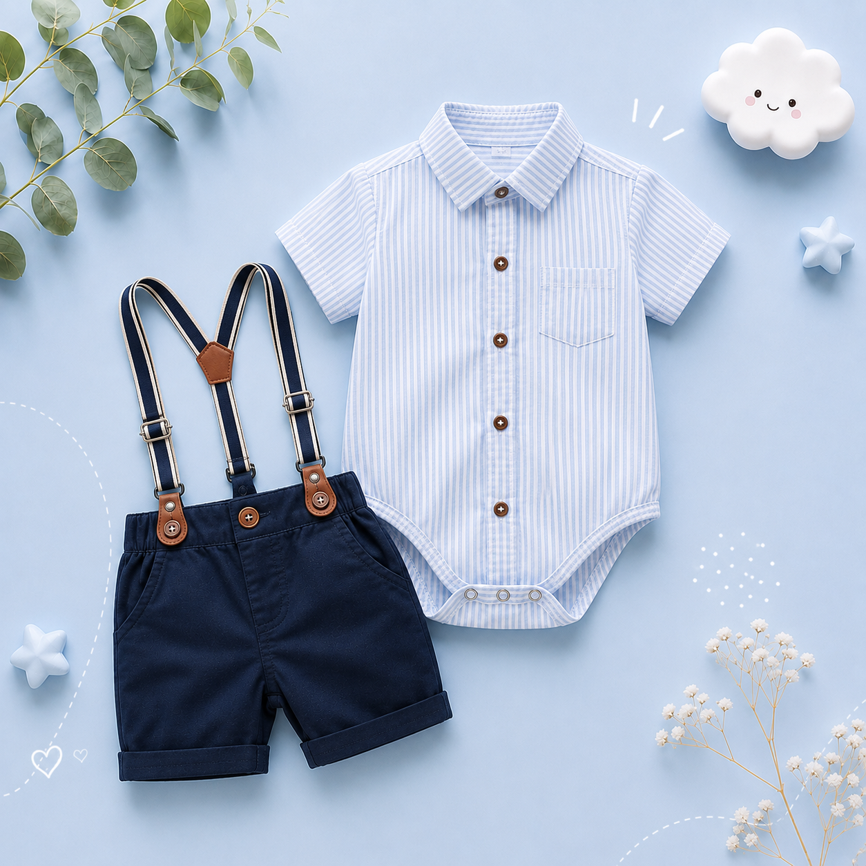 The Oakley - Solid Romper + Belt Pants Set