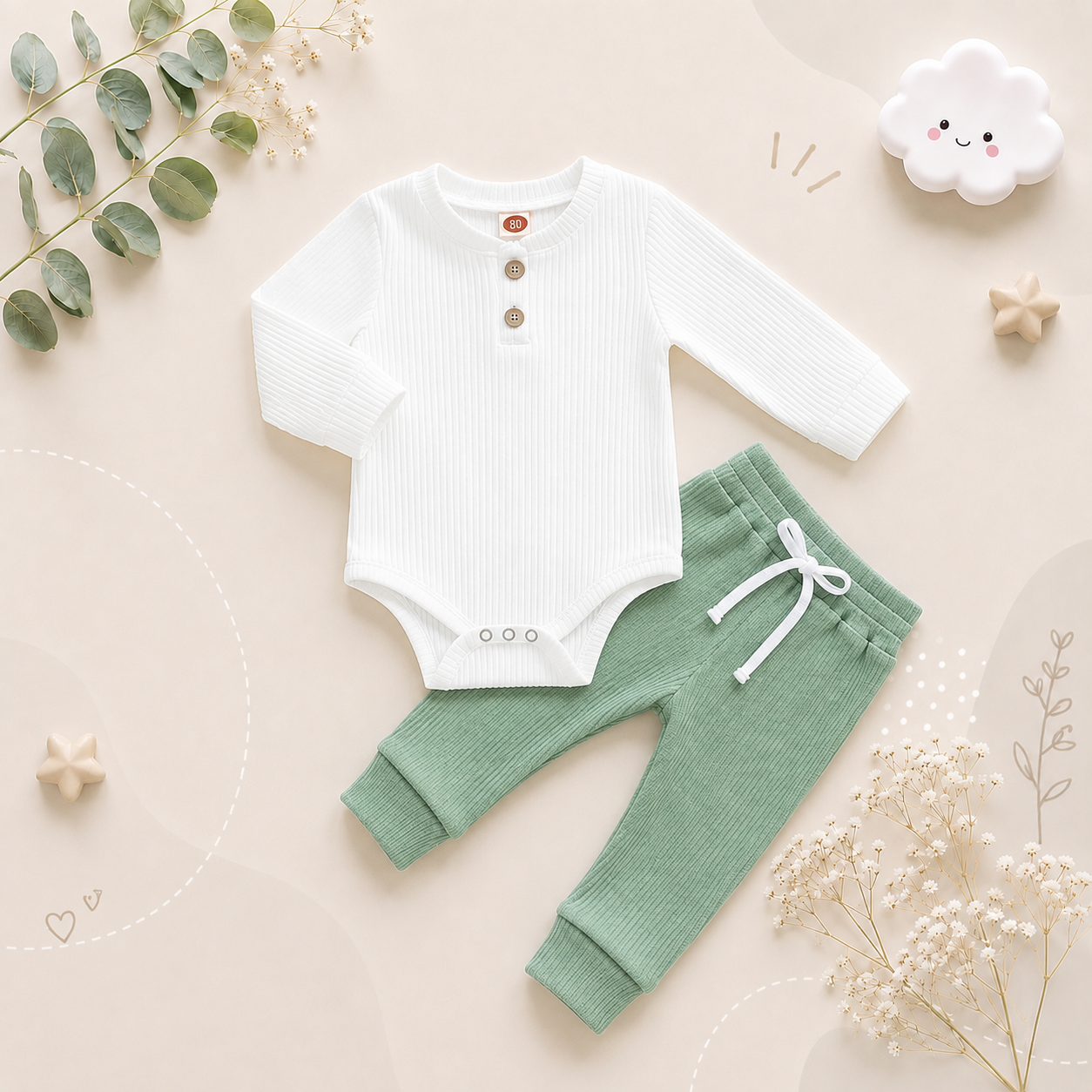 The James - Ribbed Plain Long Sleeve + Pants