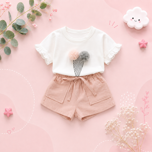 The Nova - Short Sleeve Chiffon Blouse + Shorts