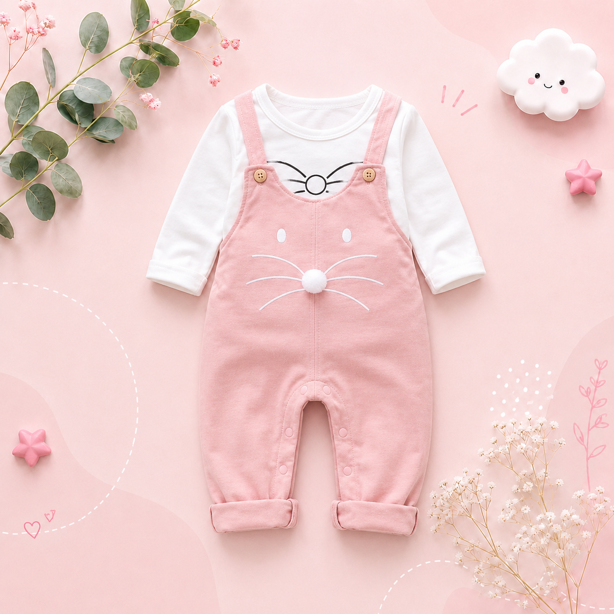 The Parker - Newborn Baby Girl 2PC Outfit Set – T-Shirt & Pants Spring Casual Clothing