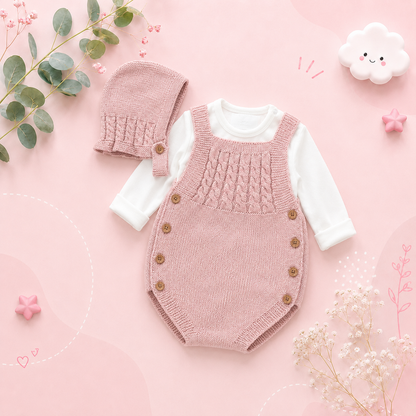 The River - Newborn Baby 2PC Knitted Bodysuit & Hat Set – Sleeveless Spring Autumn Outfit