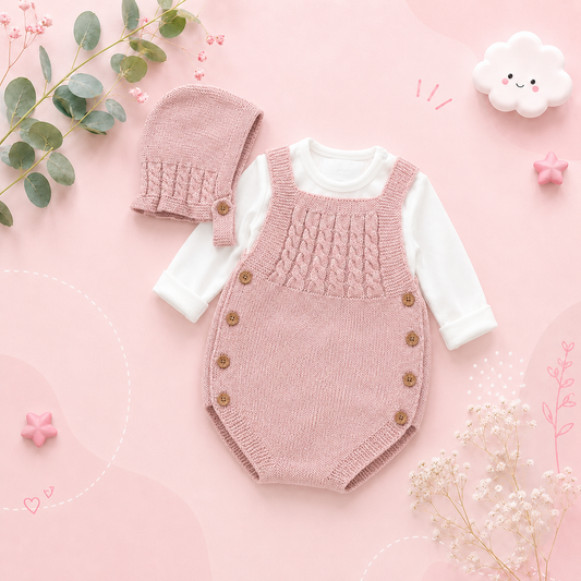 The River - Newborn Baby 2PC Knitted Bodysuit & Hat Set – Sleeveless Spring Autumn Outfit