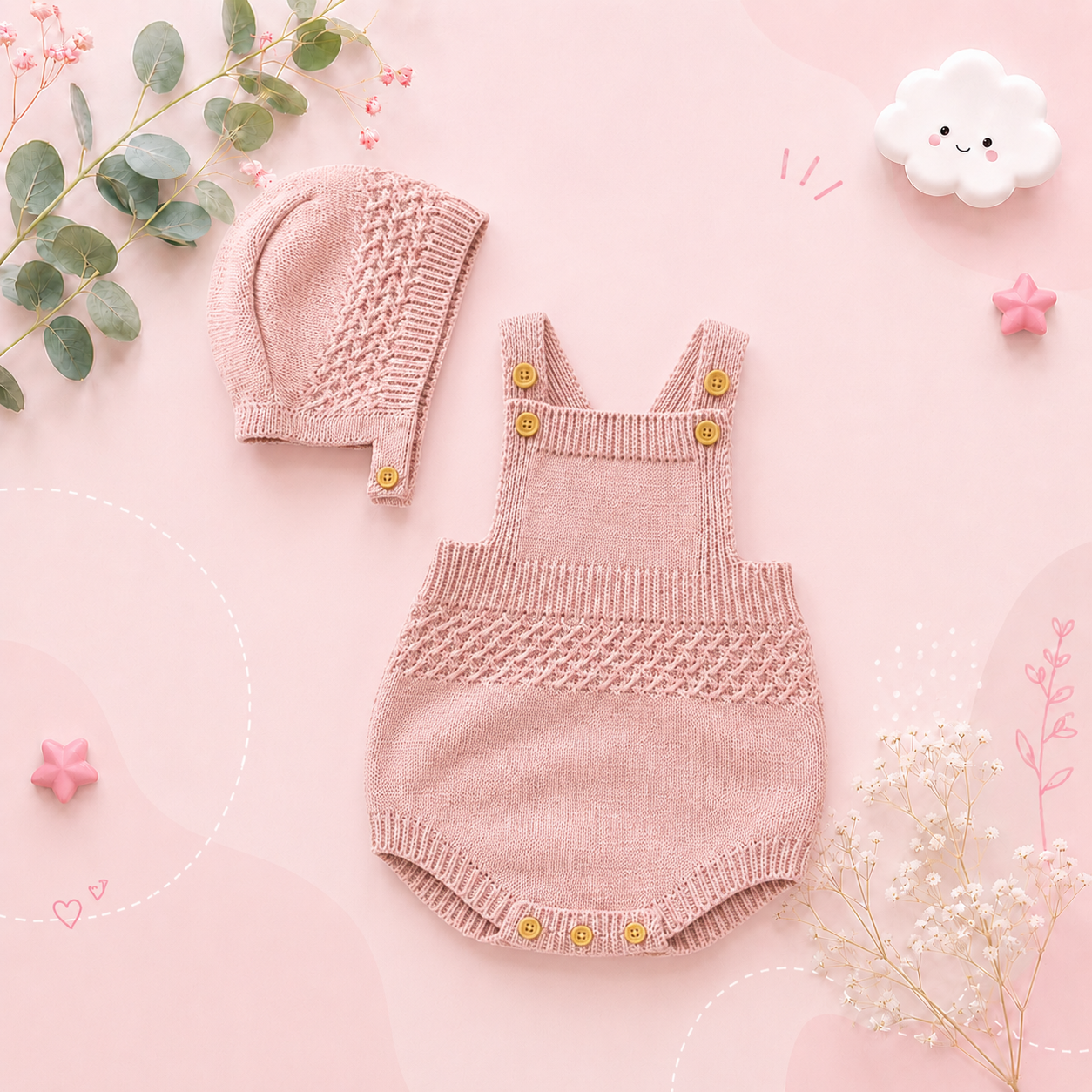 The Logan - Newborn Baby 2PC Sleeveless Bodysuit & Hat Set – Unisex Infant Outfit