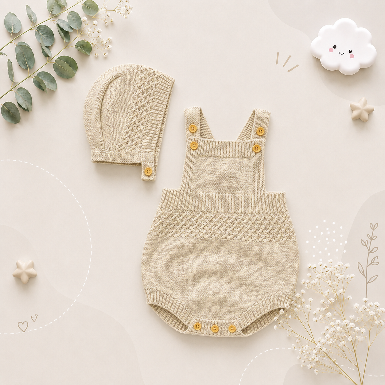 The Logan - Newborn Baby 2PC Sleeveless Bodysuit & Hat Set – Unisex Infant Outfit